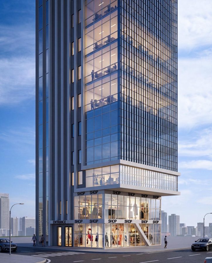 Podium retail frontage
